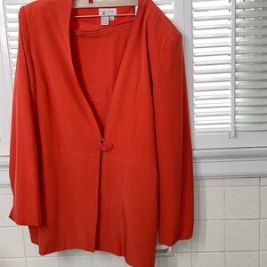 reflections by spiegel orange 2 two piece suit skirt and jacket has 2 pockets
